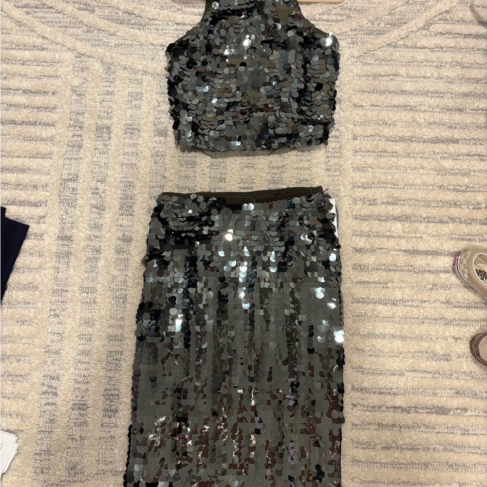 Sequin Black Skirt Set